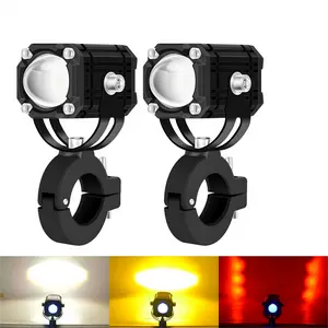 2PCS Universal Motorcycle LED Spotlights, 360° Adjustable Tri-Color Strobe Lights - Fog/Running Lights for Night Safety Riding, Motorcycle Accessories, Perfect Gift for Men