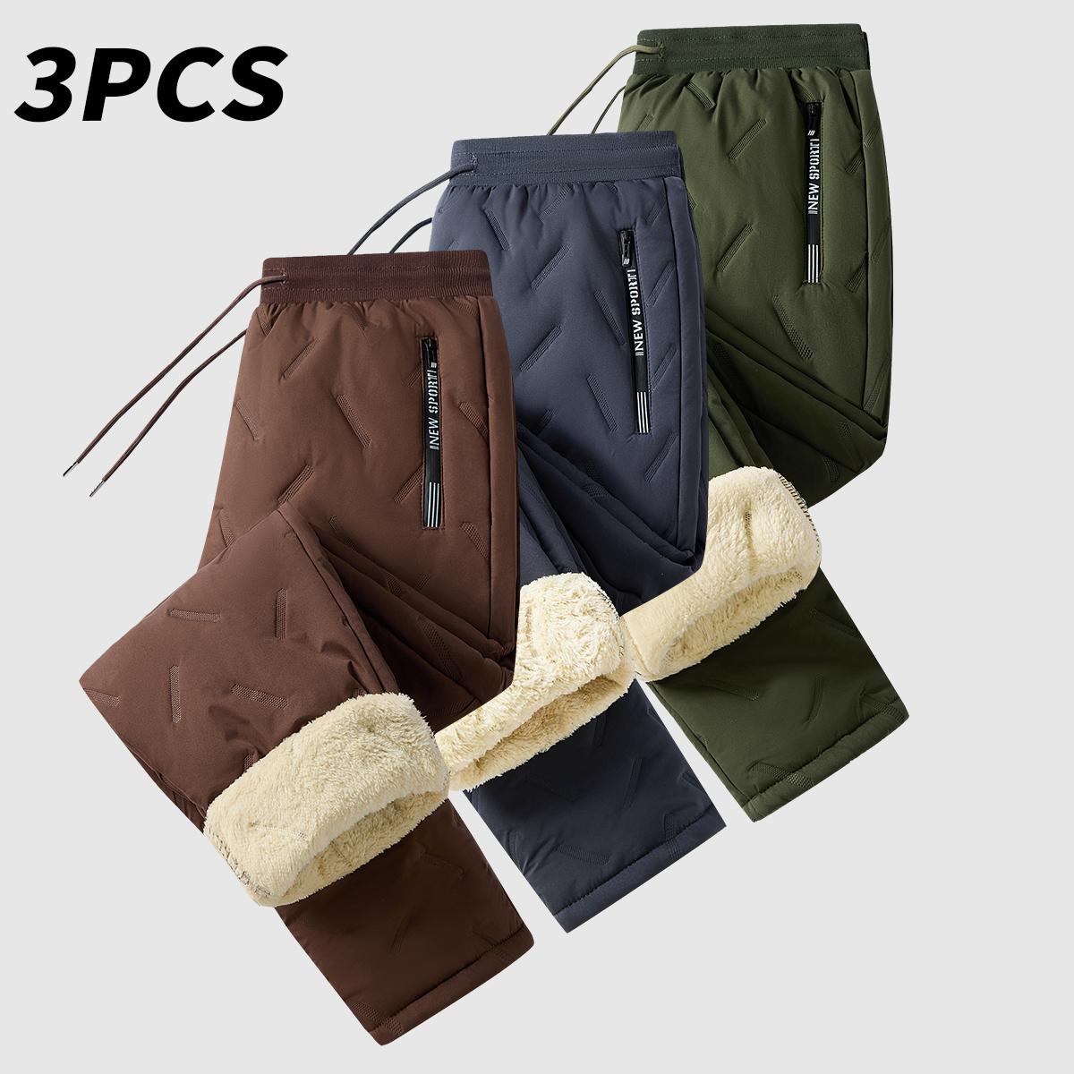 Men’s Warm Thermal Winter Snow Pants Ideal for Workouts & Outdoor Activities Machine Sweatpants Men Perfect for Extreme Cold Weather Layered Solid Color Design Regular Fit Menswear Top Stylish Trousers Men’s Casual Plain drawstring waistband