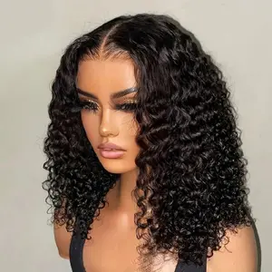 7x6 Glueless Wigs Human Hair 6x4 Deep Wave Wig Bob Ready To Wear 180% Density Deep Wave Curly Wigs Human Hair Wet and Wave Lace Closure Wig For Women Pre Plucked Natural Hair Line