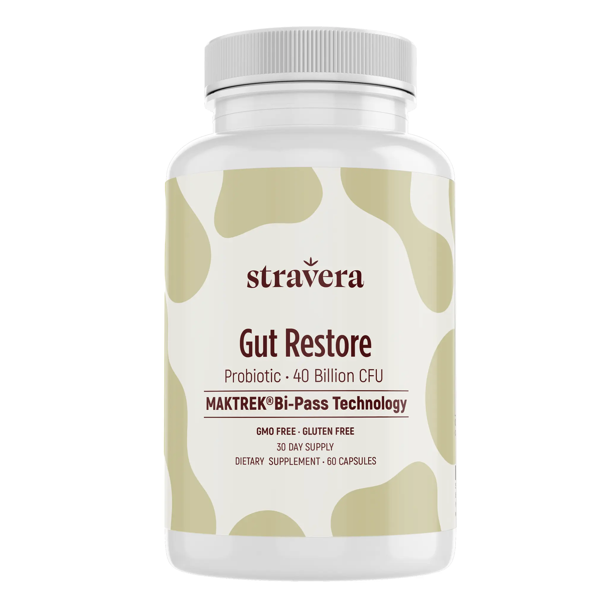 Gut Restore - Probiotic 40 Billion CFU & MAKTREK (Bi-Pass Technology) Dietary Supplement for Digestive Wellness by Stravera