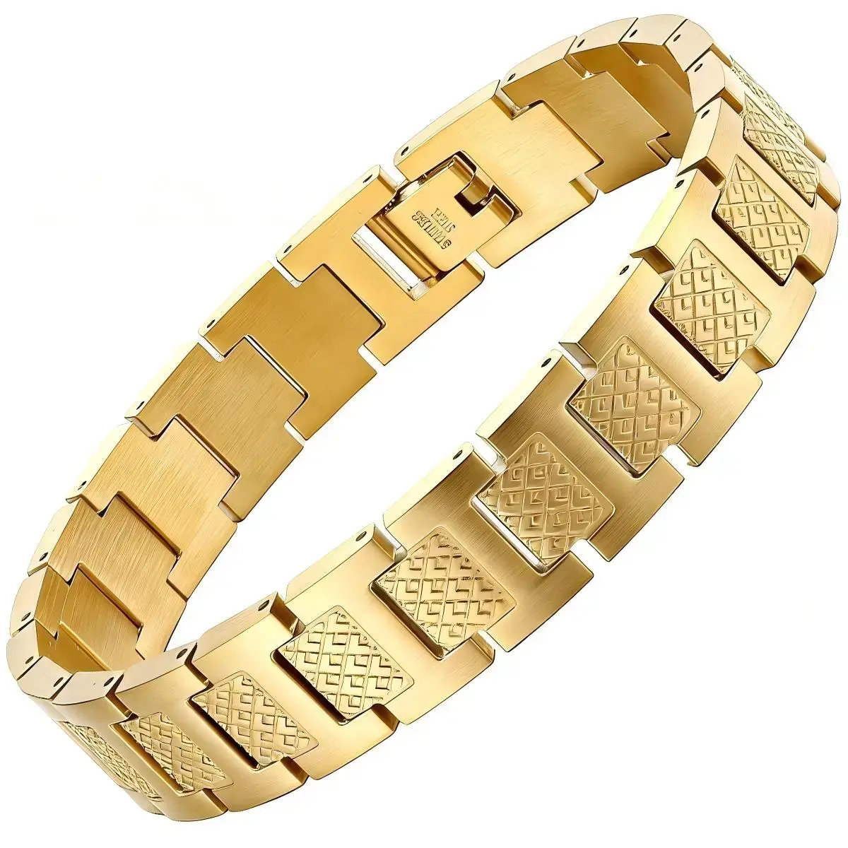 Stainless Steel Bracelet for Men - 8.27in, Waterproof, Scratch-Resistant, Adjustable Link, Secure Fold-Over Clasp, Daily All-Season Fashion Jewelry for Father's Day Gifts