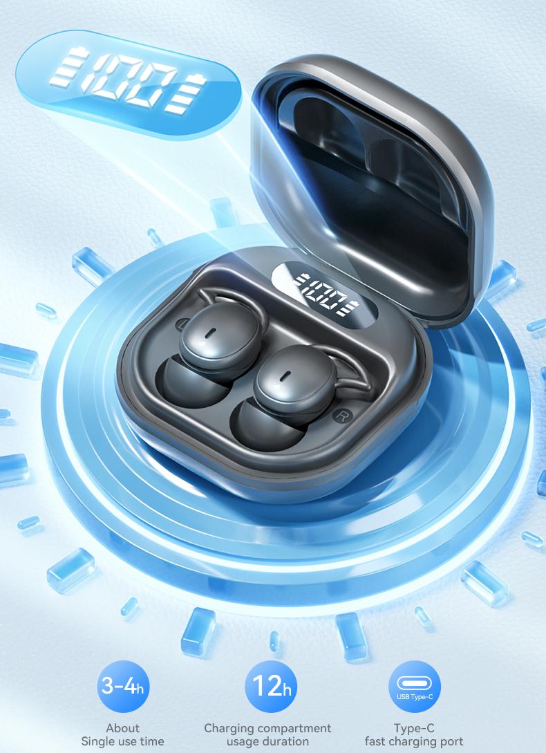 Acer OHR507 New Model Wireless Sleep-Friendly Wireless Earbuds - Comfortable Silicone In-Ear, High-Quality Sound, Long Battery Life, USB-C Charging, Touch Control,Adult Earbud Headphones Audio Headset Electronic stereo sound headphone Soft Earpads Black