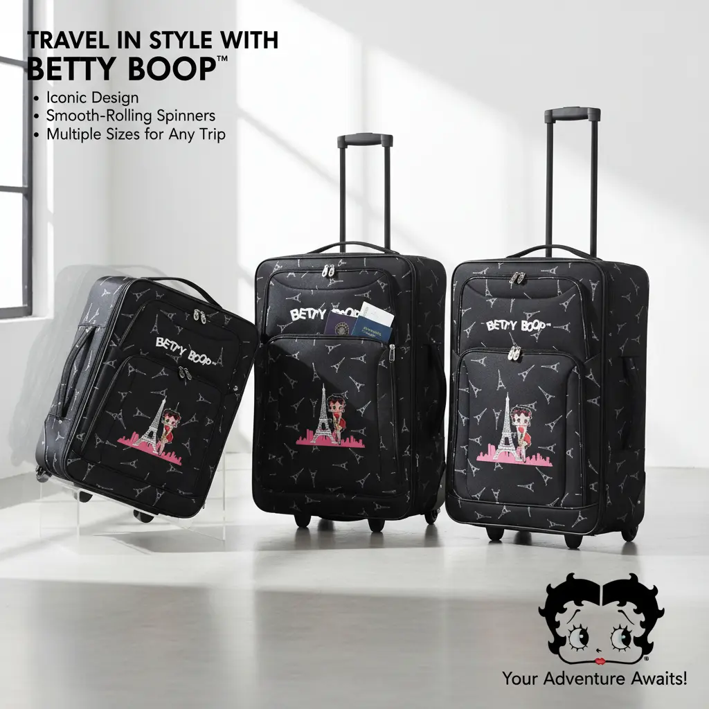 Betty Boop 3-Piece Expandable Softside Luggage Set with Wheels