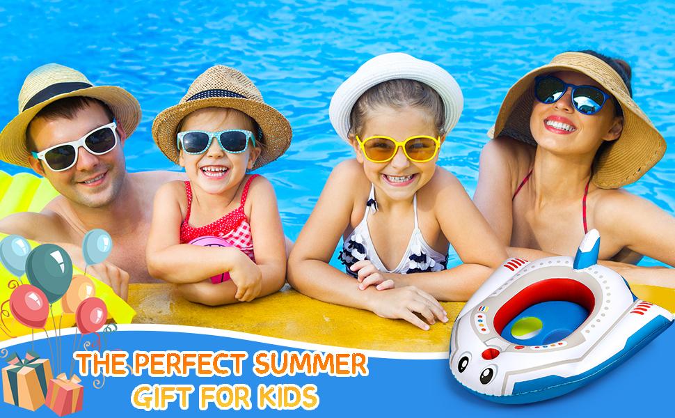 Kids' Inflatable Pool Float, Toddler Ride-On Airplane Cruiser, Summer Foldable Lounger, Mini Pool Toy for 3-8 Years Babies