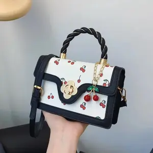 Women bag ,Black & White Elegant Crossbody Purse with Braided Handle