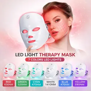Red Light Therapy, 7 Color LED Light Face Mask, Photon Skin Rejuvenation For Daily Care, Cordless, Rechargeable, Ideal Gift For Women, Summer Gift Skincare Facial