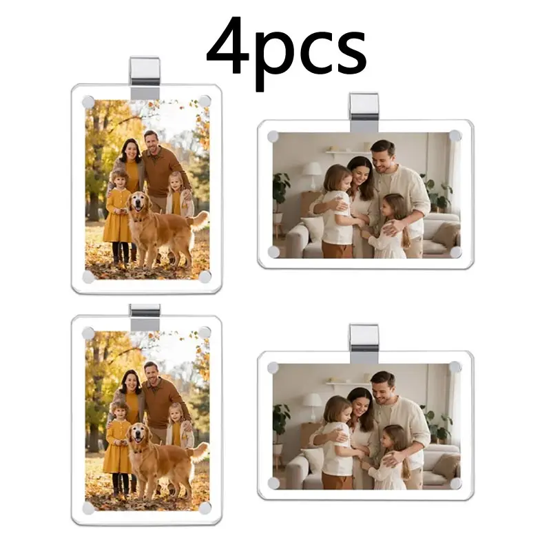 2pcs Magnetic Car Sun Visor Clips, Clear Acrylic Picture Frames, Easy-Clip Vehicle Accessory for Family Pet Displays, Driver Gift, Home Decor Set, Acrylic Picture Frame