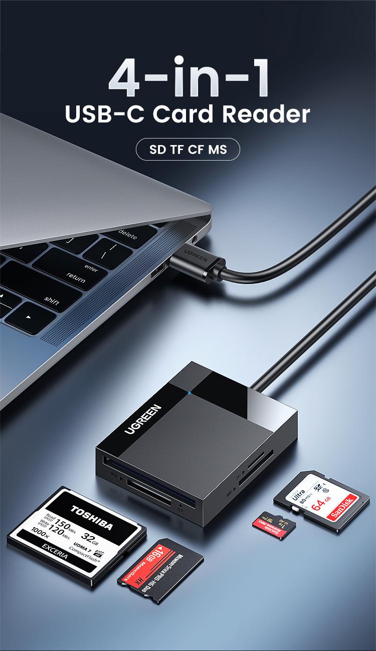 UGREEN 4in1 SD TF Card Reader 5Gbps 2TB Max USB 3.0 TF, SD, CF,MS ,Micro SD, SDXC for Windows Linux MacOS Laptop PC, Computer Office Accessories, September Restock，TikTokShopBlackFriday ,TikTokShopHolidayHaul