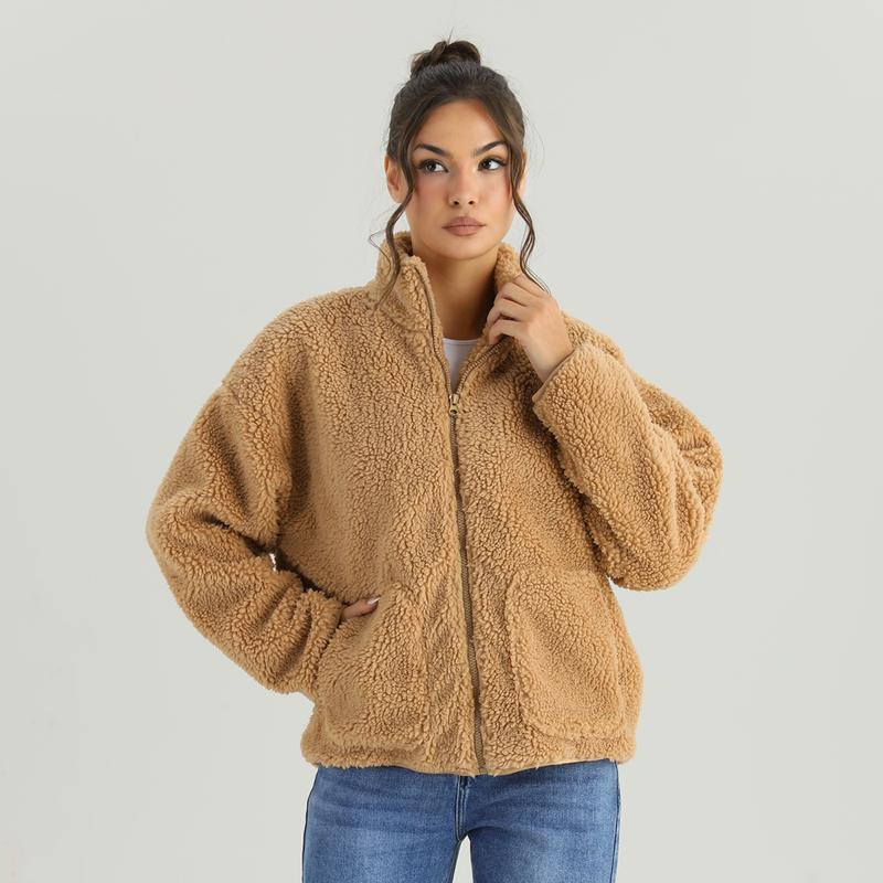 KatchMe Women's Cozy Mock Neck Side Pocket Zipper Fluffy Long Sleeve Outerwear, Versatile Faux Fur Fleece Coat for Fall & Winter, Comfort Solid Color Outfit(2) KatchMe Women's Cozy Mock Neck Side Pocket Zipper Fluffy Long Sleeve Outerwear, Versatile Faux Fur Fleece Coat for Fall & Winter, Comfort Solid Color Outfit(2)