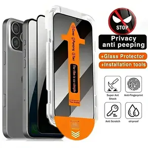 privacy Screen Protector for iPhone 16/15/14 Pro Max Samsung S24 series, 9H Hardness Military Grade Shatterproof Full Coverage Tempered Glass Film with Easy Installation Tool, HD Clear, Scratch Resistant shockproof protection