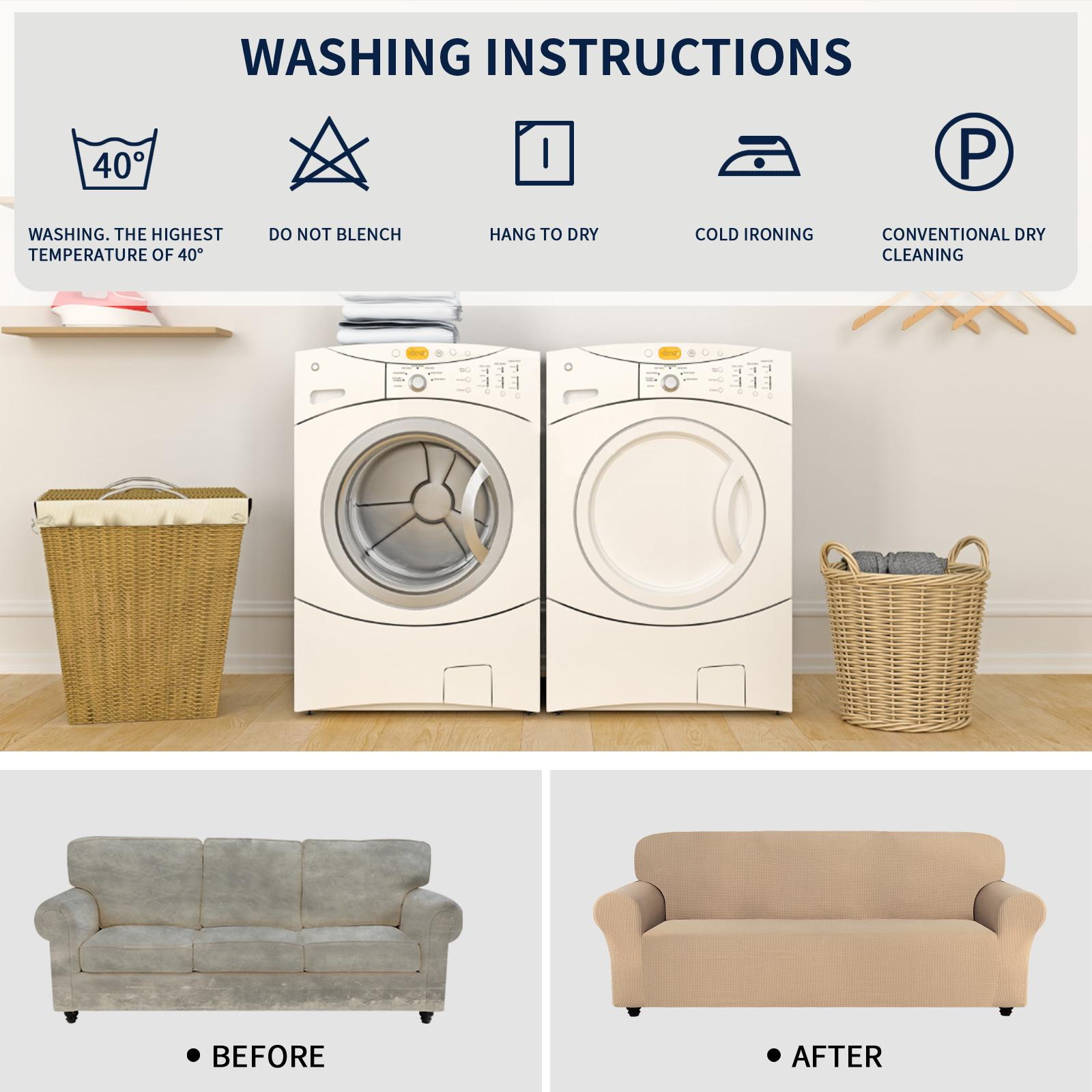 Easy-Going Stretch Sofa Slipcover for 1/2/3 Seats, Washable Soft with Elastic Bottom, Polyester Spandex Jacquard Fabric, Livingroom & Christmas Decor, Furniture Protector