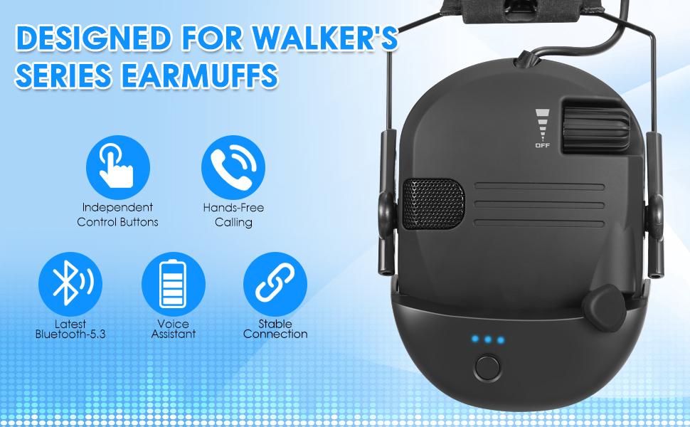 Bluetooth Adapter for Walker's Earmuffs, Wireless Bluetooth 5.1 Receiver, Rechargeable Bluetooth Accessories Compatible with Walker's Shooting Earmuffs