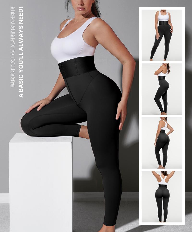 Shapellx AirSlim Zipper High-Rise Shaping Leggings Butt Lifting and Tummy Tightening Elastic Waistband Womenswear
