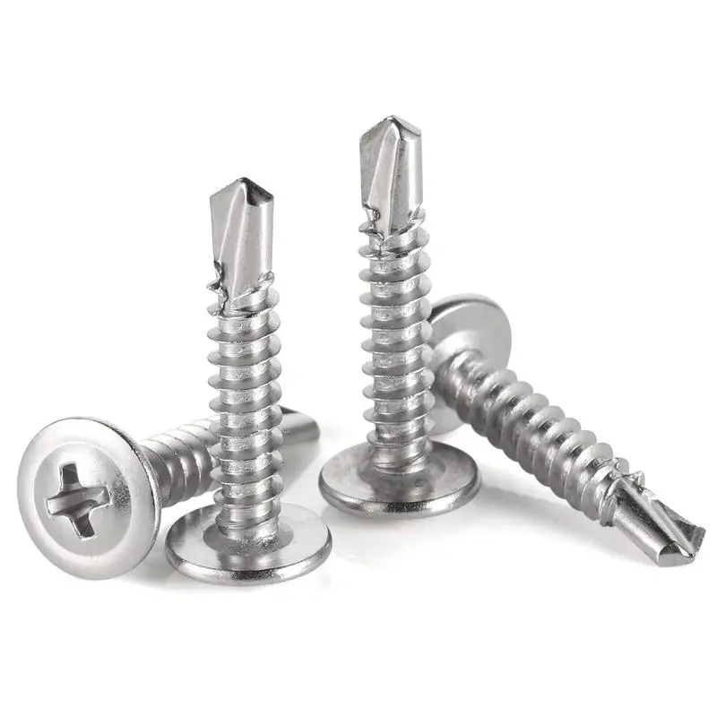Self-Tapping Screw -410 Stainless Steel Phillips Truss Head Self-drilling Tek Screw, 20pcs/set Self Tapping Screws Sheet Metal Screws for Spring, Multifunctional Stainless Steel Phillips Self-Drilling Screw, Hardware, Industrial