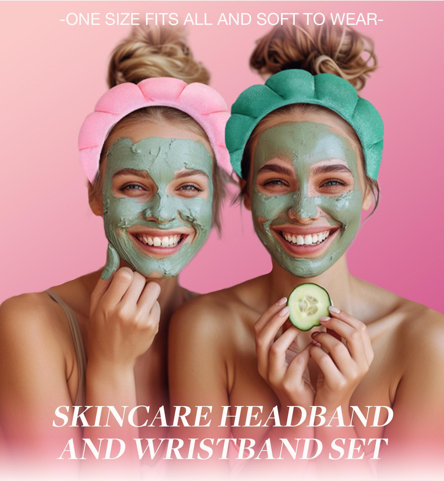 GOOGOO Bubble Skincare Headbands with Face Wash Wristbands for Women and Teen Girl, Spa Headband and Wristband Set,for Makeup and Skin Care#Greenish#TikTokShopSpringGlowUp