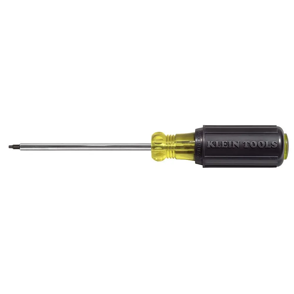 Klein Tools 667#3 Square Recess Tip Screwdriver with 8-Inch Round Shank and Cushion Grip Handle