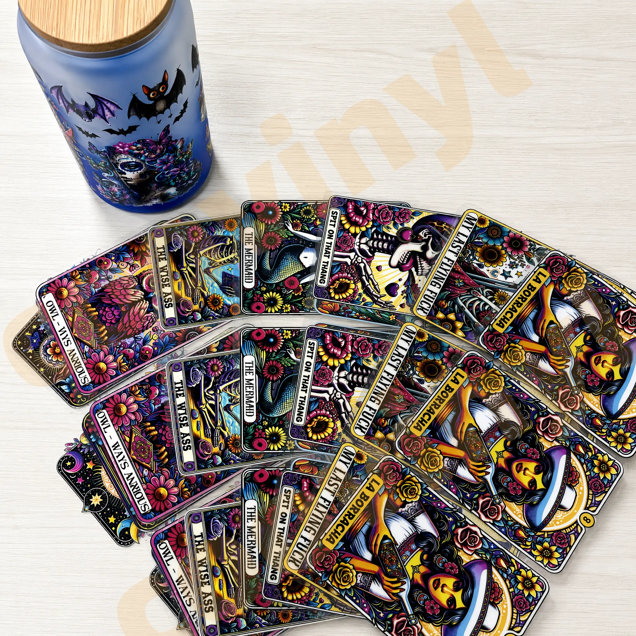 U Box -20 PCS UV DTF Cup Wraps 16OZ Tumbler Waterproof Self Adhesive Decal Sticker for Acrylic Ceramics Metal Plastic Vivid Color Strong Stickiness Ready to Use
