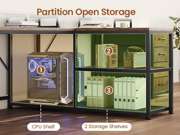 SEDETA 94.5 Inch 2 Person Gaming Desk Long Office Computer Desk with LED Lights 8 Storage Drawers Power Outlet