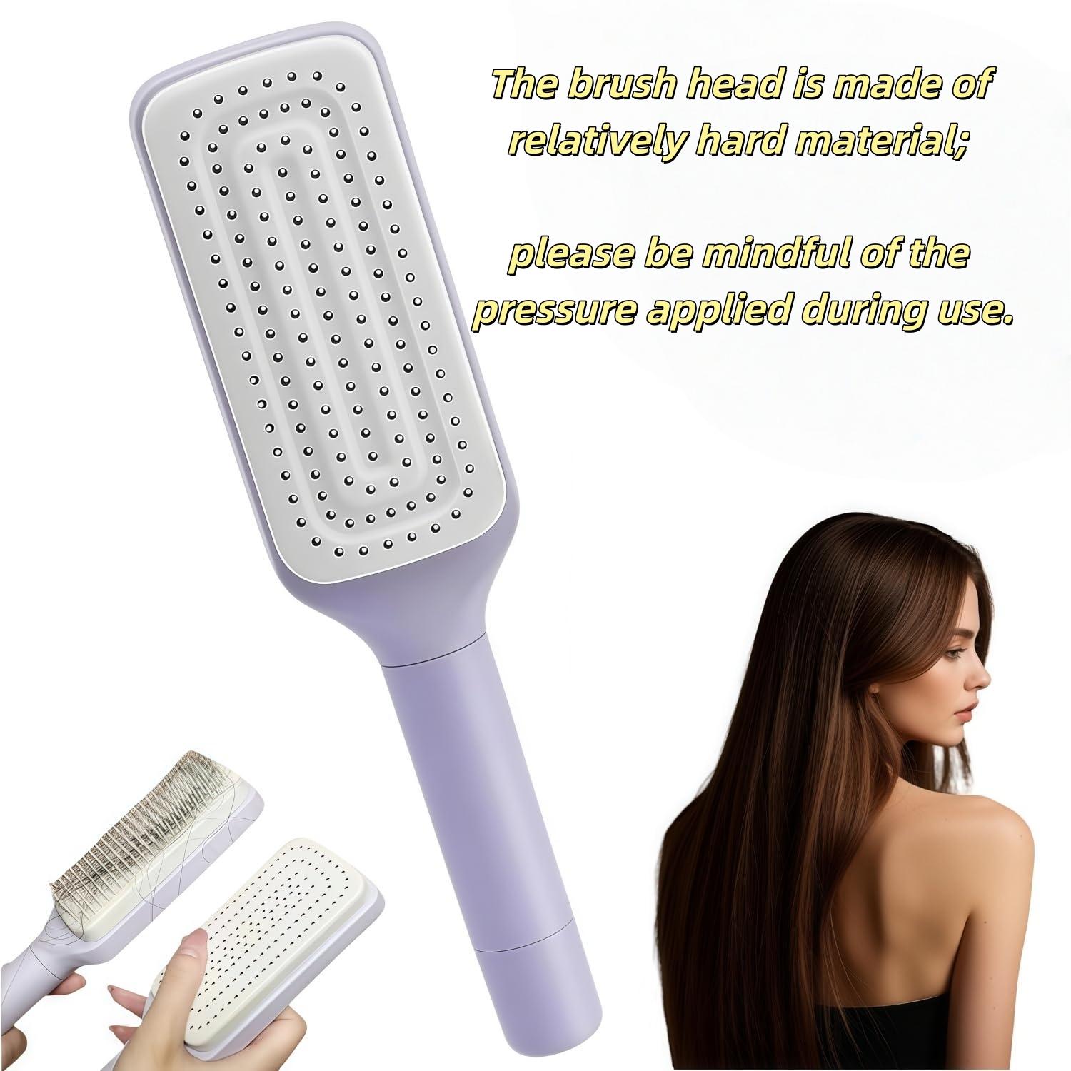 Self Cleaning Hair Brush with Retractable Bristles - Anti Static Detangling Brush for Fine Thin Hair, Effortless Hair Removal & Scalp Massage, Wet/Dry Use for Women Men Comb Self Cleaning Hair Brush with Retractable Bristles - Anti Static Detangling Brush for Fine Thin Hair, Effortless Hair Removal & Scalp Massage, Wet/Dry Use for Women Men Comb