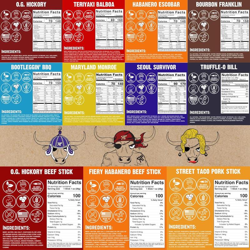 Righteous Felon Beef Jerky & Meat Sticks Variety Pack | Gluten Free Snack Packs for Adults | High Protein, Keto, Low Sugar | Made with Premium Meats | Valentines Day Gifts for Men | 11 Pack Sampler