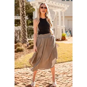 Golden Grove Olive Midi Skirt