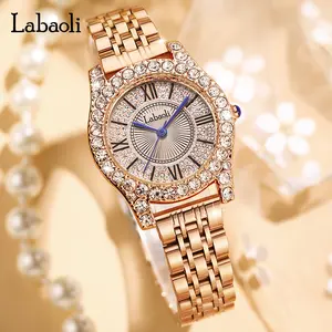Glamorous Rose Gold Watch | Full Crystal Bezel, Solid Steel Band, 30M Waterproof | Perfect for Any Occasion Women's Quartz Watch with Gemstone Bezel outdoorfun