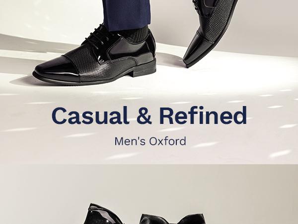 Bruno Marc [Colin] Men's Cap-Toe Patent Leather Oxford Shoes with Lightweight Design, Durable Rubber Outsole & Stacked Wooden Heel - Boy, Footwear