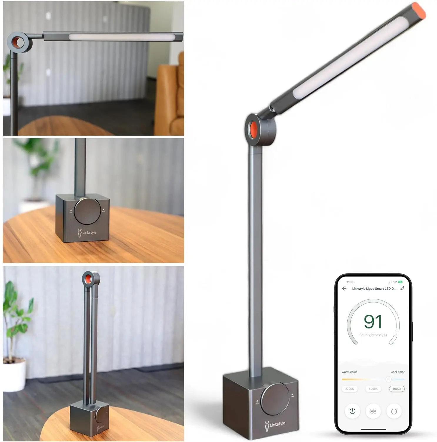Ligoe LED Smart Desk Lamp - Rechargeable Adjustable Reading Light, Interactive Smart Novelty Lighting, LED Light Fixture Desk Lamp for Home, Office Use, Led Light Fixture Desk Lamps