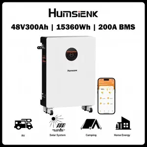 【Truck Delivery】Humsienk 48V 300Ah Wall-Mounted Bluetooth LiFePO4 Battery 15.36kWh Smart BMS High Cost Performance Home Backup Power Spring Preparedness Disaster Ready Off-Grid Living Reduce Equipment Downtime Uninterrupted Power Supply