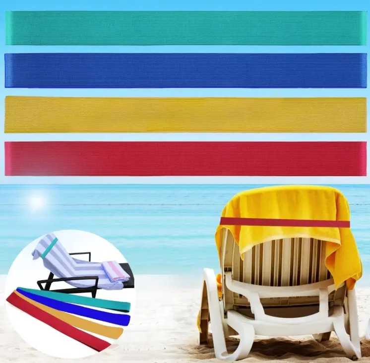 4pc/6pc Towel Bands, Flexible and Strong Beach Towel Holder, Lightweight and Easy to Store for Vacation and Travel, Towel Bands for Beach Chairs and Cruise Chairs