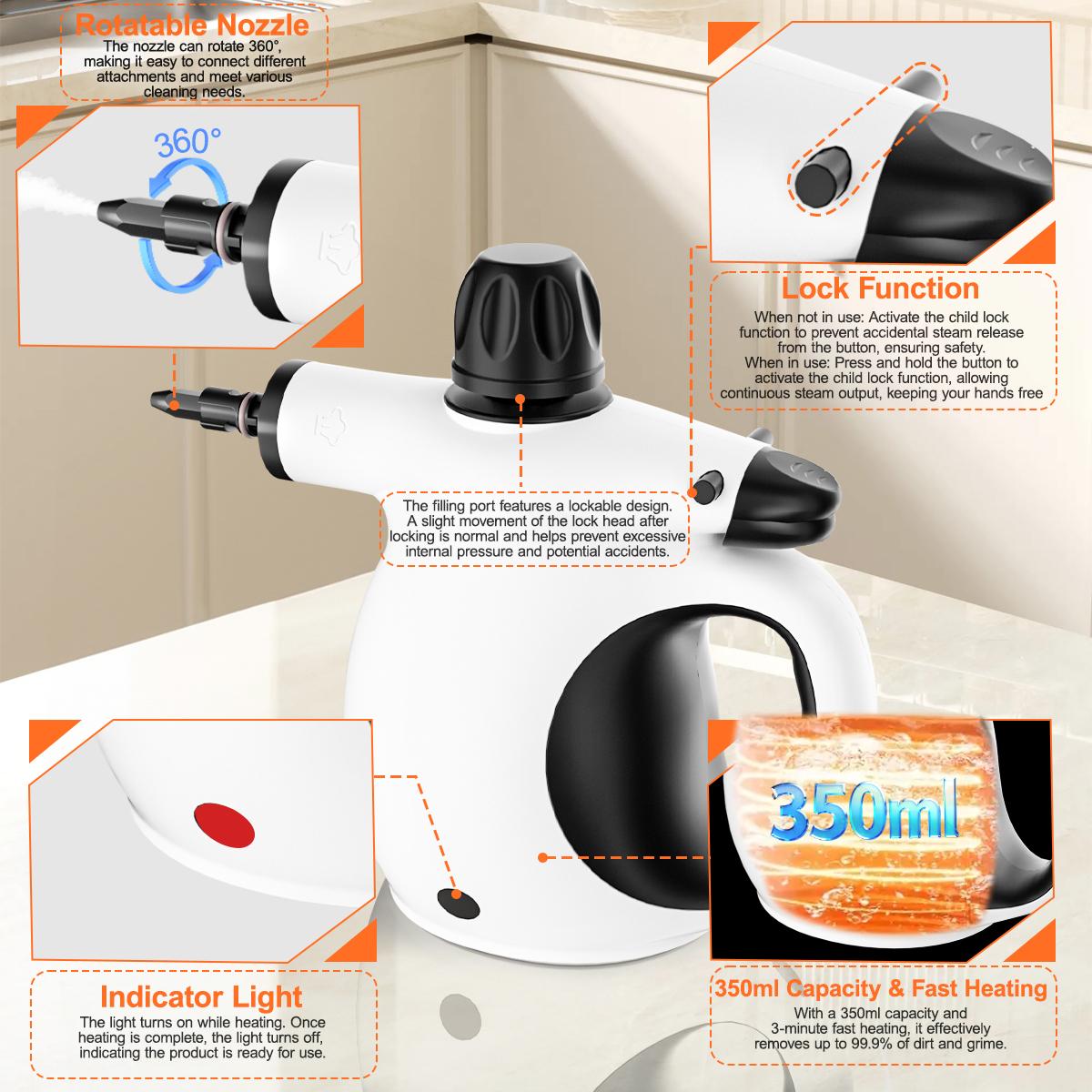 Pressurized Handheld Multi-Surface Steamer Steam Cleaner with 12pc Cleaning Kit