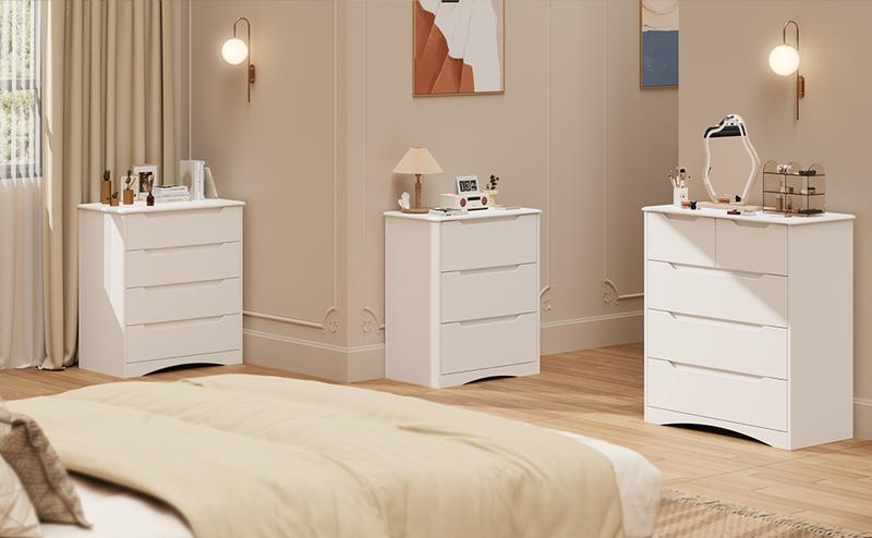 Gizoon 5 Drawers Chest White Dresser for Bedroom with Large Storage Capacity Chest of Drawers with Embedded Handle Deep-Drawer Dresser for Closet with Anti-Tip Kit for Hallway Office Living Room Girl Apartment Furniture Space-Saving