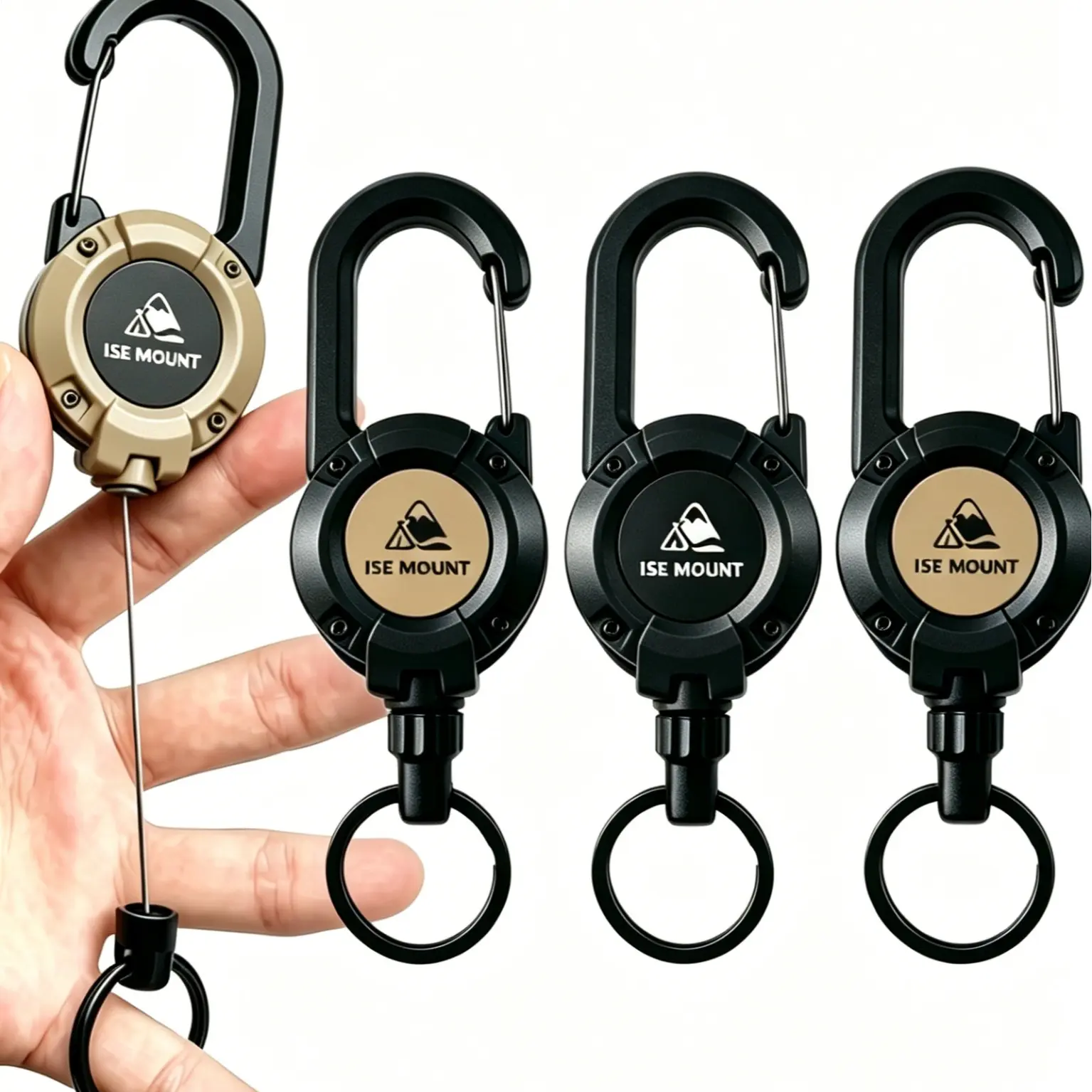 Tactical Retractable Keychain with Corrosion Resistant Steel Cable, Heavy Duty EDC Gear Tether and Anti-Lost Carabiner Clip for Men, Fishing, Outdoor Sports, Keychains, Rust-Proof Thick Steel Cable, Camping Lighter, Solid, Durable, Keychain Attachment, Ou