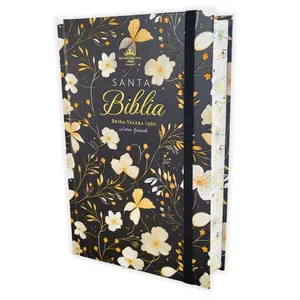 Biblia Letra Grande 12 puntos para Mujer RV1960 tapa dura negro y dorado con elastico