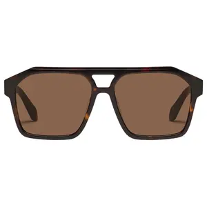 Quay - Men's Sunglasses, Polarized Square Lenses with UV Protection (Soundcheck, Dark Tortoise Brown)