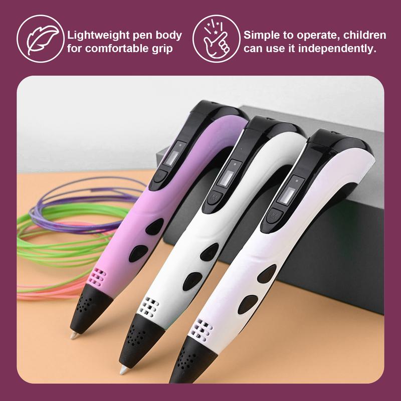 3D Printing Pen Set, Includes 3D Pen, 3 Starter Colors of PLA Filament, Creative DIY Gift for Kids and Children, Ideal for Birthday and Christmas Presents