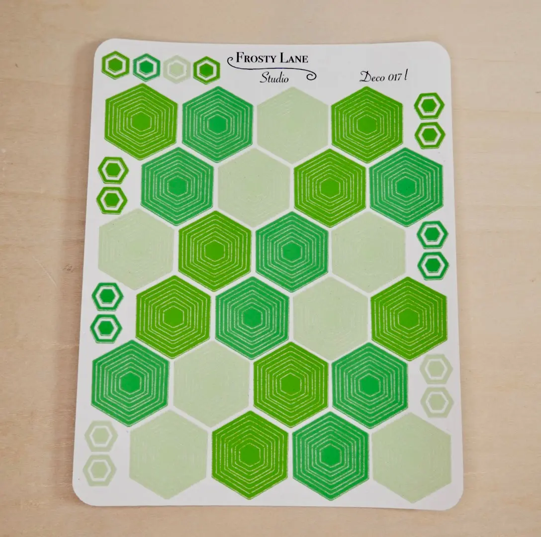Deco017.l. Lime Hexagon Outline Sticker Sheet