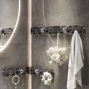 Foldable Suction Corner Multi-Hook Rack: Waterproof & Rust-Resistant, Space-Saving Design - Bathroom Wall Towel Holder with Shelf, Rental Friendly Apartment Upgrades(Gray,1pc)