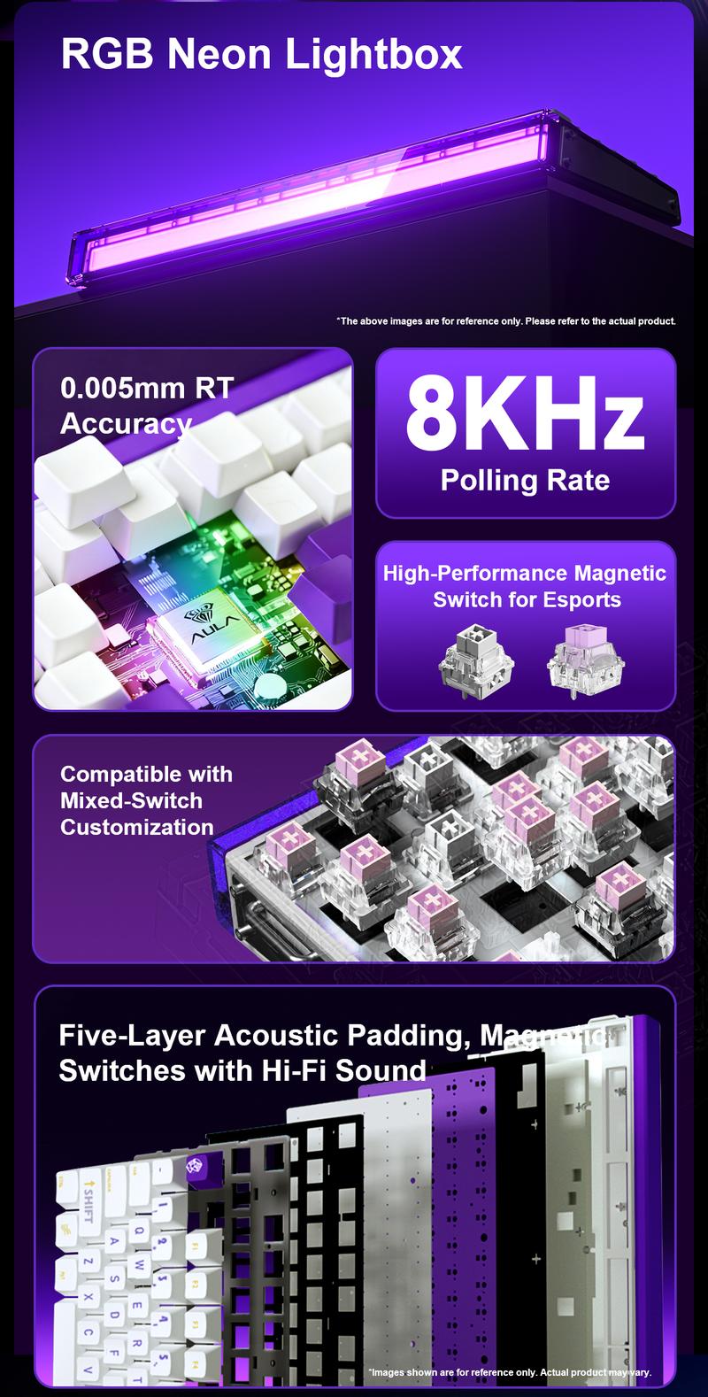 [New]AULA Hero 99 Hall Effect Mechanical Gaming Keyboard – Hero 68 Performance with Full-Size 99% Layout, 8K Hz, Magnetic Switches, RGB Light Box,PBT Keycaps