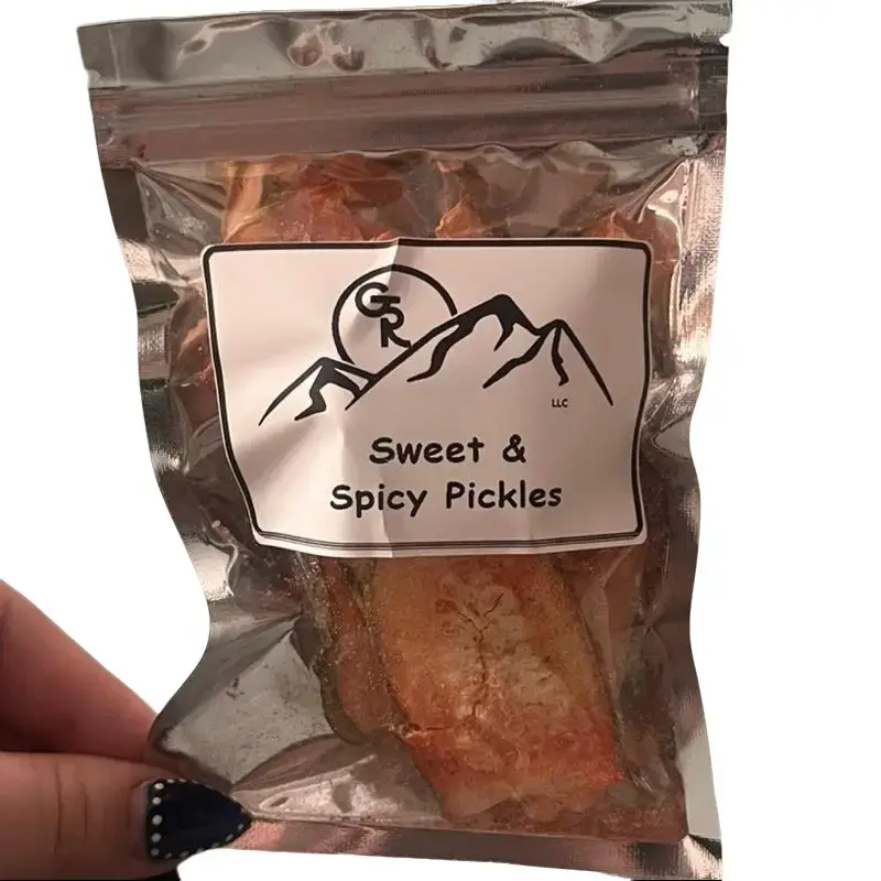 Sweet & Spicy Pickles Freeze Dried Covered in Tajin Sweet & Spicy Pickles Freeze Dried Covered in Tajin