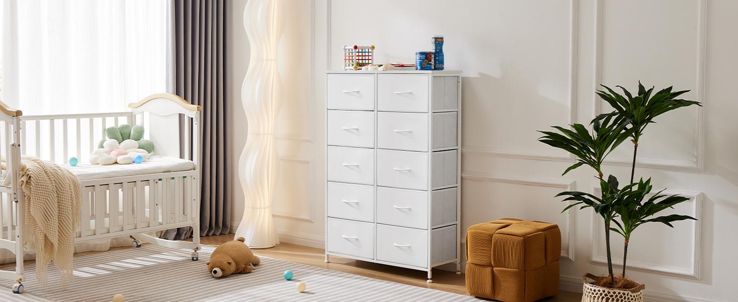Tall Fabric Storage Tower Dresser with 10 Drawers and Wood Top for Bedroom Tall Fabric Storage Tower Dresser with 10 Drawers and Wood Top for Bedroom