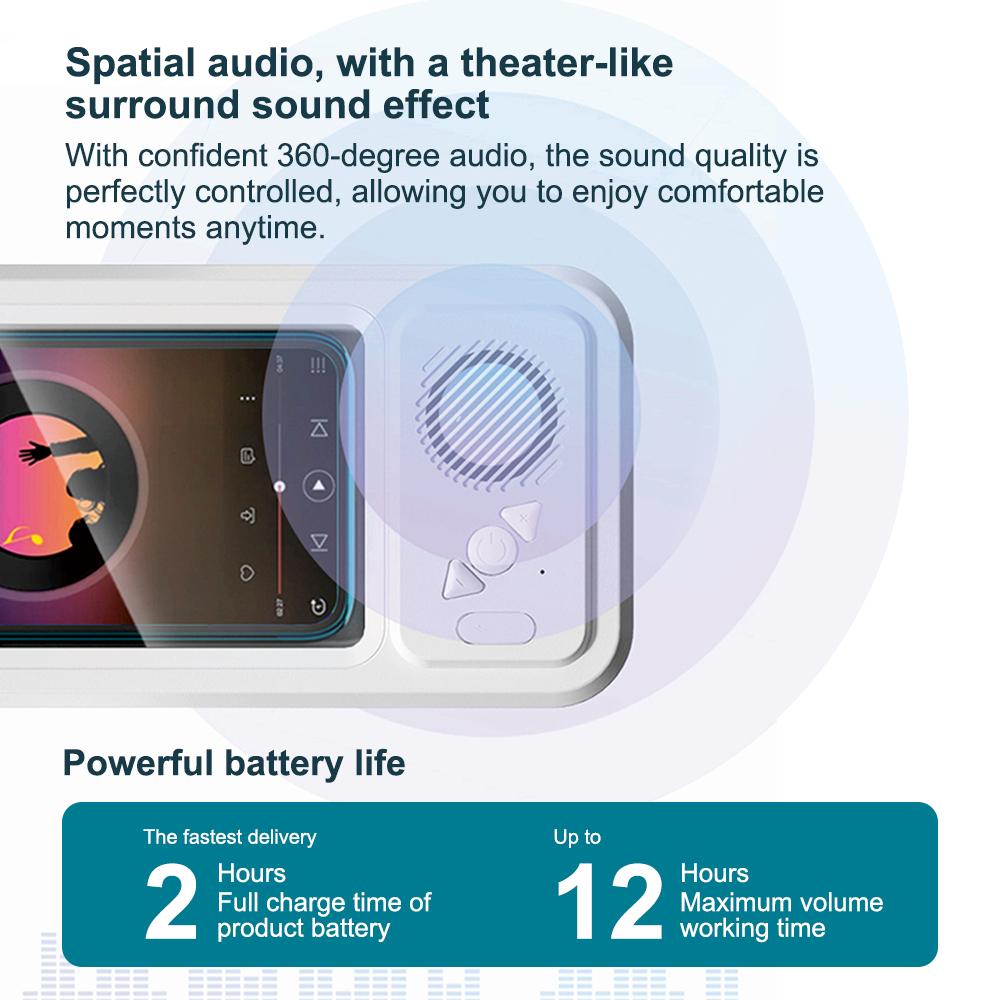 Waterproof box speaker, shower waterproof 360 ° rotating touch screen,IPX5 Waterproof Degree,watch movies, listen to music, Hands-free call，phone holder Bluetooth speaker, Compact Smartphone, phone cases, subwoofers,kitchen, bathroom, sink, SummerVibes