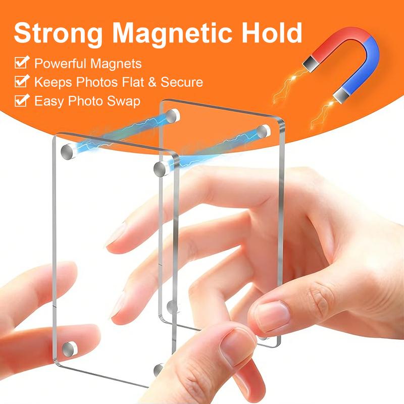 2PCS Car Picture Holder for Sun Visor – Acrylic Magnetic Car Visor Photo Clip,Wallet-Size Clear Acrylic Personalized Car Picture Frame,Perfect for Polaroid Go and Instax Mini,Gifts for Valentine's Day