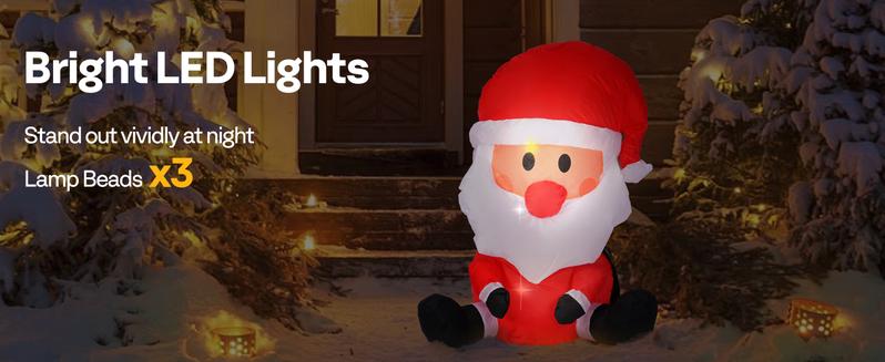 VIVOHOME Christmas Inflatable Outdoor Decoration, Santa on Green Sleigh, Santa and Christmas Tree, Navidad Blow Up Yard Decor with Built-in LED Light for Lawn, Garden, Party  Ornament Water Proof