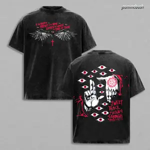 Limited Edition Alucard Hellsing Hand Signs Anime Double Printed Oversize Lightweight Acid Washed Tee, Gift For anime lover