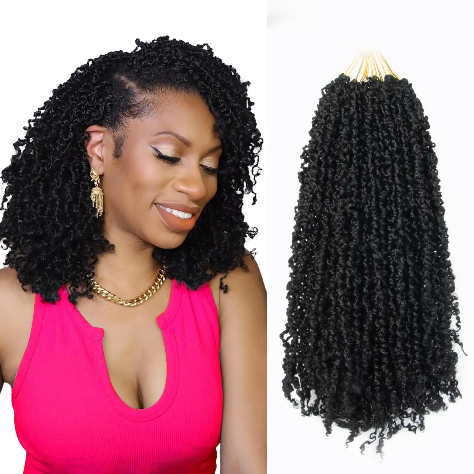 Yanky Twist Crochet Hair 8inch/12inch/14inch/16inch 10 Packs Spring Mini Twist Crochet Hair Bohemian Passion Twist Braiding Hair For Black Women
