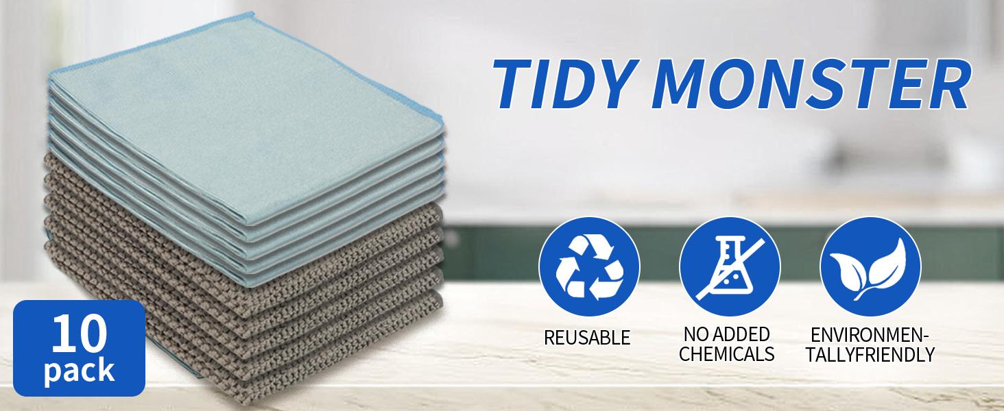 Microfiber Cleaning Cloth 10 Pack Cleaning Rags Cleaning Towels Ultra Absorbent Washing Cloth Cleaning Rags for Car Kitchen and Window Super Dish Set