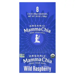 Mamma Chia Organic Chia Squeeze®, Vitality Snack, Wild Raspberry, 8 Squeezes, 3.5 oz  (99 g) Each