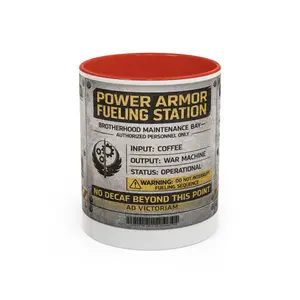 Brotherhood Of Steel Inspired Mug, Power Armor Fueling Station Art, Ad Victoriam Gamer Gift, Wasteland Knight Cup, Coffee Mug