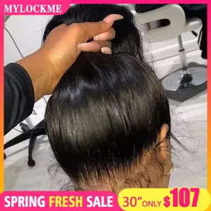 Upgrade Invisible Drawstring 360 Full Lace Frontal Wig 14-36Inch Straight Body Wave Transparent Lace Front Wigs Human Hair Natural Black